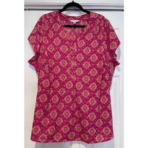 Croft & Barrow Womens Floral Popover Top Size 2X Professional Career‎ Relaxed